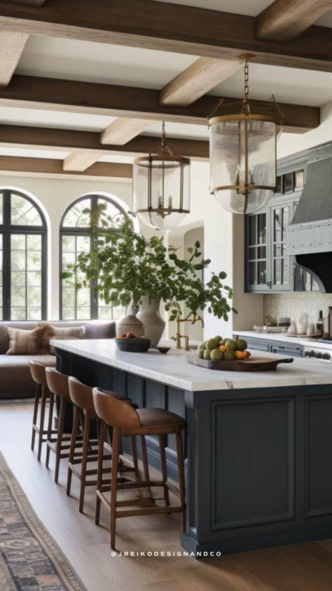 Modern European Kitchen Lifestyled Co Kitchen, French Classic Kitchen Design, Ellen Fleck Interiors, Kitchen Design Modern Small Apartments, 10ft Kitchen Island, Meditterean House Interior, Huge Kitchen Island With Seating, Oversized Island Kitchen, Old Homes Interior