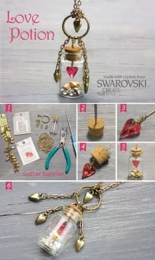 tutorials Ideas, Craft Ideas on tutorials Messages In A Bottle, Jar Necklace, Love Potions, Tiny Bottles, Diy Jewelry Charms, Mini Glass Bottles, Mini Bottle, Bottle Jewelry, Bottle Charms