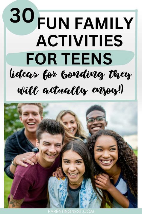 Looking for fun bonding activities that the whole family can enjoy? Here we have 30 awesome ideas for you to check out! There are outdoor activities, home activities, and ideas to fit all kinds of budgets. These fun family activities for teens are sure to be a hit! Family Relationship Building Activities, Family Connection Activities, Women Bonding Activities, Family Night Ideas With Teenagers, Rainy Day Family Activities, Fun Things To Do With Family, Activities For Teen Boys, Activities For Teens At Home, Family Outing Ideas