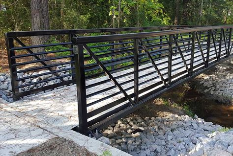 Pedestrian Bridge | Prefabricated Steel Pedestrian Bridge | Bridge Brothers | Bridge Brothers Steel Bridge Design, Small Bridge Design, Driveway Bridge, Yard Bridge, Garden Bridge Design, Garden Bridges, Small Bridge, Steel Bridge, Prairie House