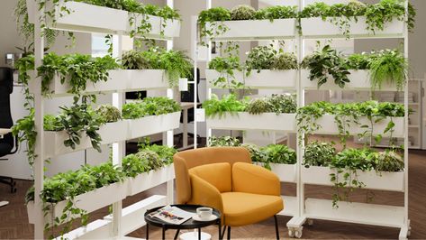 Indoor Plants Room, Indoor Food Garden, Studio Decoration Ideas, Minimal Office Design, Play Therapy Office, Work Space Home, Garden Center Ideas, Grow Cabinet, Green Wall Garden