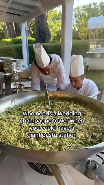 Growing Up Italian™️ on Instagram: "Giant pasta station is a necessity 🍝 (@eloisegibbs)" Wedding Pasta Station, Pasta At Wedding, In And Out Wedding, Cool Girl Wedding Aesthetic, Pasta Station Ideas, Wedding Food Pasta, Pasta Station Wedding, Wedding Pasta Bar, Italian Food Wedding