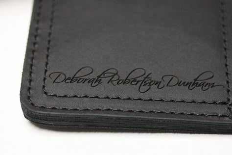 Laser engraved wallet from Saddleback Leather. Luxury Leather Engraved Jewelry, Designer Business Wallets With Engraved Logo, Leather Wallet With Engraved Logo For Everyday Use, Lasered Gifts, Black Leather Wallet With Engraved Logo, Black Rectangular Wallet With Engraved Logo, Laser Cut Fashion, Corporate Client Gifts, Laser Vision