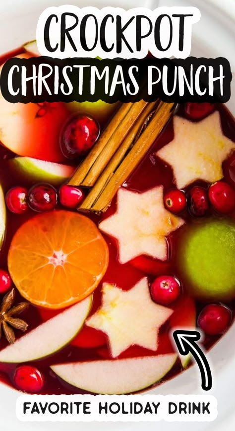 Hot Punch Recipe, Warm Christmas Drinks, Holiday Crockpot, Hot Christmas Drinks, Non Alcoholic Christmas Punch, Slow Cooker Drinks, Crockpot Drinks, Christmas Drinks Nonalcoholic, Slow Cooker Christmas