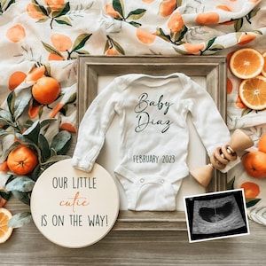 Sonogram Pictures, Pregnancy Announcement Template, Digital Announcement, Orange Baby Shower, Ultrasound Pictures, Orange Baby, Baby Reveal, Pregnancy Reveals, Boho Baby