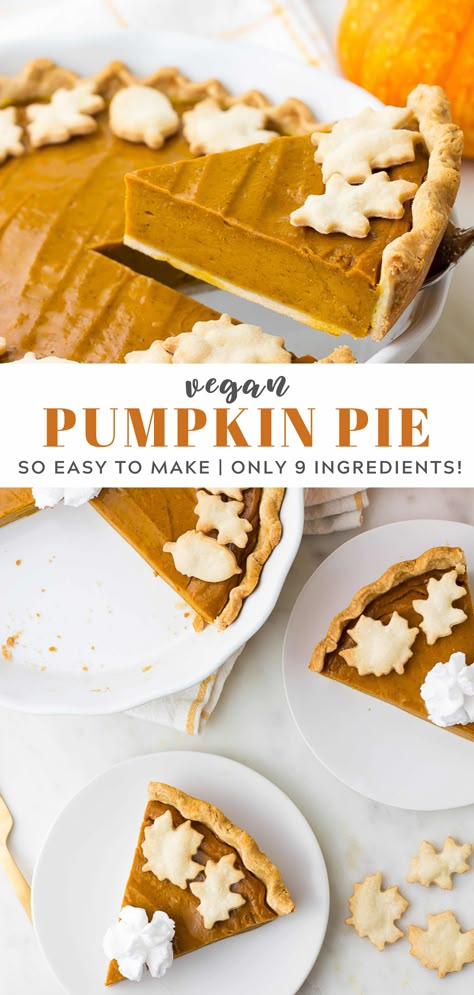 Vegan Pie Crust Recipe, Vegan Pumpkin Pie Recipe, Vegan Pies Recipes, Healthy Vegan Dessert, Vegan Pies, Pumpkin Filling, Cheesecake Vegan, Paleo Snack, Pumpkin Custard