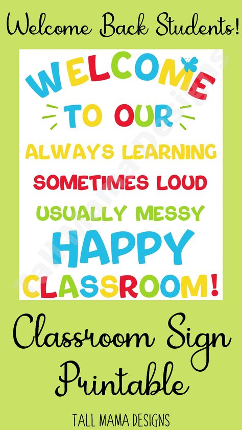 Perfect addition to any classroom this school year! #backtoschool #classroom #classroomdecorideas #meettheteacherideas #welcomebacktoschool #firstdayofschool #printablesforkids Welcome To Our Classroom Door, Welcome To Our Class Door Display, Classroom Welcome Board, Welcome To Our Classroom Sign, Kindergarten Classroom Door, Open House Welcome Sign, Welcome To Our School, Welcome To Classroom, Classroom Signs Printable