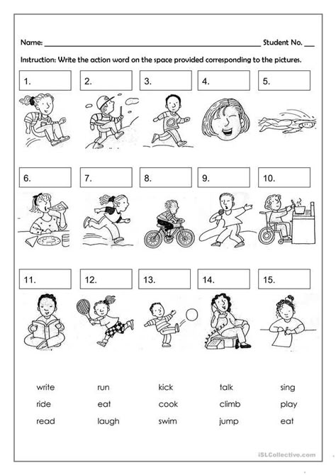 Verbs Kindergarten, Action Verbs Worksheet, Verbs For Kids, Ingles Kids, Reading Comprehension Kindergarten, English Worksheets For Kindergarten, Learning English For Kids, Verb Worksheets, 2nd Grade Worksheets