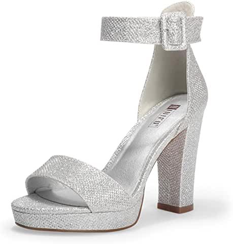 Amazon.com: women rhinestone block high heel - Prime Eligible: Clothing, Shoes & Jewelry Wedding Sandals Heels, Garden Party Dresses For Women, Dresses For Women Over 50, Glitter High Heels, Prom After Party, Garden Party Dresses, Sandals Wedding, Dresses Dinner Party, Dresses Dinner