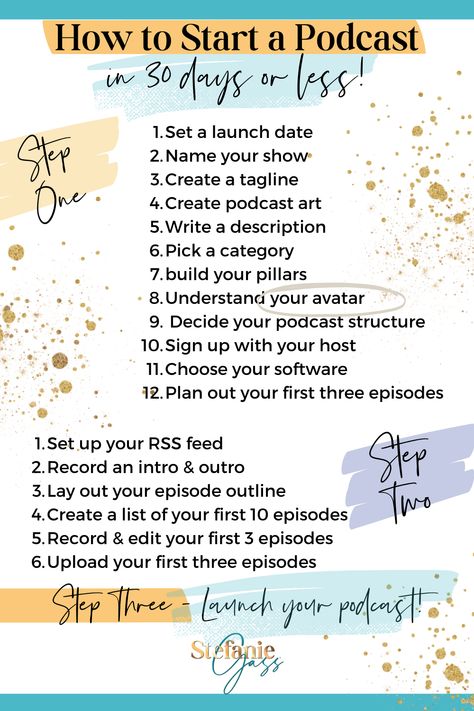 If you're thinking about starting a podcast, you may be wondering what all the steps are to start or grow your own show. Maybe you're curious about what launching will look like but you have NO idea where to start! In this post, I'll go through my Podcast Launch Checklist which is a complete bundle of trainings to help you go from an idea to making a podcast a reality in 30 days or less! How To Start Podcasting, How To Begin A Podcast, How To Make A Podcast Tips, Know For Sure Podcast, Starting A Podcast How To, Podcast Start Up Checklist, How To Make Podcasts, How To Plan A Podcast, What Do You Need To Start A Podcast