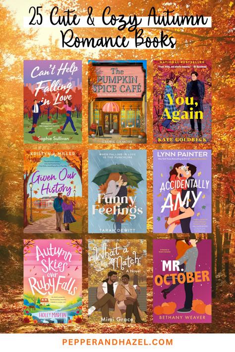 It's fall y'all, so it's time to read some cute and cozy autumn romance books! If you're looking for love stories set amongst fall foliage, look no further than this list of 25+ romance reads with major fall vibes! Cozy Fall Romance Books, Spicy Fall Romance Books, Cozy Romance Books, Cozy Autumn Books, Autumn Romance Books, Books For Autumn, Cozy Fall Reads, Cozy Fall Books, Fall Aesthetic Books