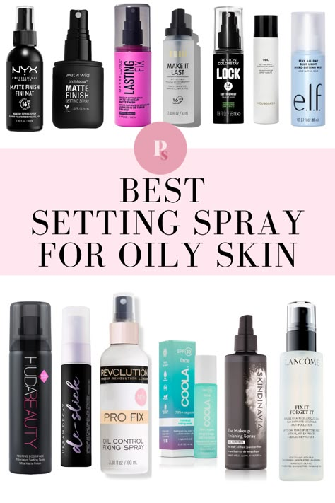 Best Drugstore Makeup Setting Spray, Best Matte Setting Spray, Sweat Proof Makeup Oily Skin, Best Makeup Products For Oily Skin, Oily Skin Makeup Products, Finishing Spray Makeup, Good Setting Spray, Setting Spray For Oily Skin, Best Drugstore Setting Spray