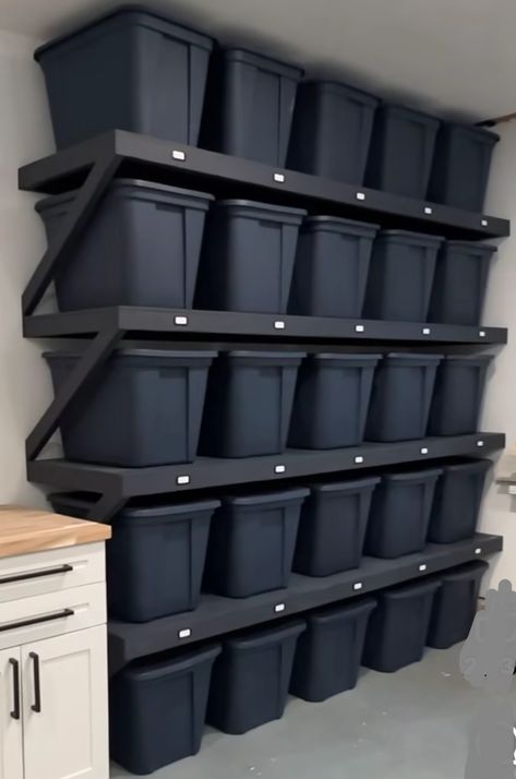 Double Garage Storage Ideas, Garage Organization Layout Design, Diy Basement Organization Ideas, Garage Storage On A Budget, Storage Container Organization Garage, Garage Organization Aesthetic, Container Garage Workshop, Warehouse Organization Ideas, Organized Shed