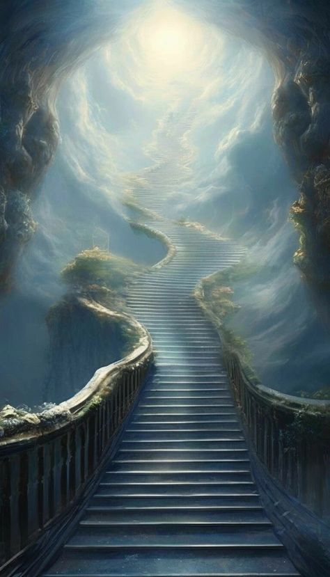 Stair To Heaven, Heaven Stairs, Heaven Landscape, Mythical Places, Staircase To Heaven, Biblical Pictures, Ladder To Heaven, Dream Witch, Angelic Art