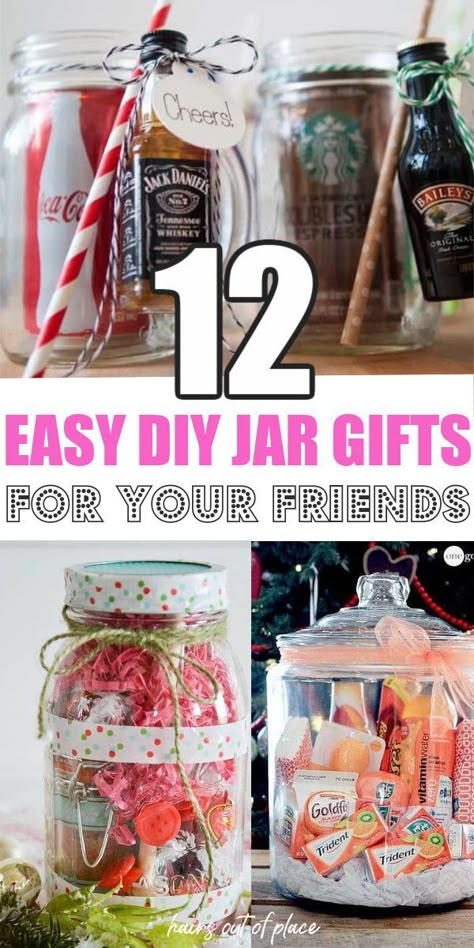 Easy Jar Gifts, Large Jar Gift Ideas, Cookie Jar Gifts Basket, Ball Jar Gifts, Birthday In A Jar Ideas, Gifts In Mason Jars Christmas, Gifts In A Cup Ideas, Gifts In A Glass Jar, Mason Jar Christmas Gifts For Coworkers