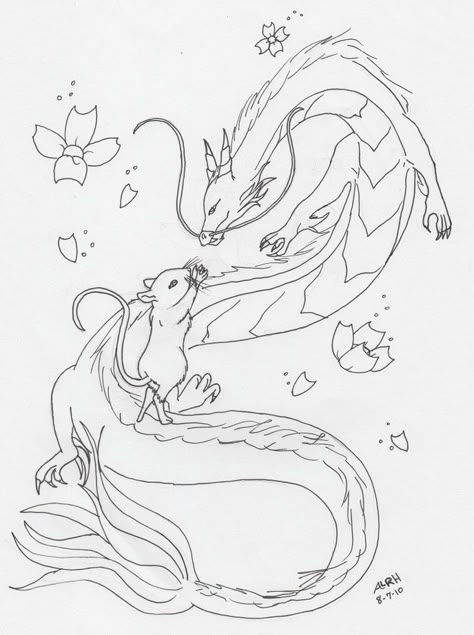 Yes the Chinese Zodiac I am of course the year of the rat and my husband the dragon this is a tat idea for us both to get on our backs P.S. No one can use this in anyway it is copyrighted by me and... Rat And Dragon Tattoo, Dragon And Rat Tattoo, Rat Tattoo Design Japanese, Rabbit And Dragon Tattoo, Year Of The Rat Art, Chinese New Year Dragon Tattoo, Year Of The Rat Tattoo Design, Chinese Zodiac Animals Tattoo, Chinese Rat Zodiac Tattoo