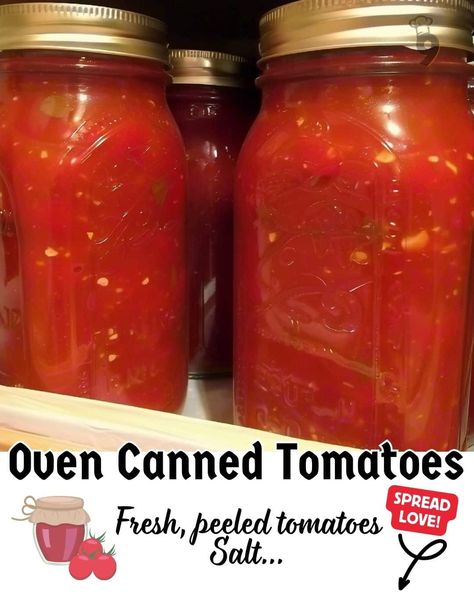 Learn the simple method of oven canning tomatoes at home. Save time and mess with this easy canning technique. Perfect for preserving fresh tomatoes! Marinara Sauce Canned Tomatoes, Oven Tomatoes, Freeze Veggies, Classic Marinara Sauce, Sterilizing Canning Jars, Things To Can, Canned Tomato Recipes, Freezing Recipes, Canning Tomatoes Recipes