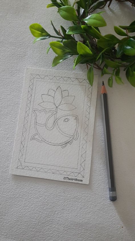 Madhubani Art Outline, Madhubani Pencil Drawing, Small Madhubani Art, Madhubani Designs Pattern, Small Madhubani Painting, Simple Madhubani Paintings, Pichwai Sketch, Simple Madhubani Art, Madhubani Outline