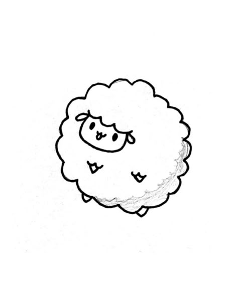 Sheeps Drawings, Sheep Aesthetic Drawing, Lamb Cute Drawing, Sheep Paintings On Canvas Easy, Easy Lamb Drawing, Sheep Doodle Simple, Easy Sheep Drawings, Sheep Cute Drawing, How To Draw A Sheep