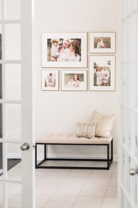 Family Photo Gallery Wall, Picture Wall Living Room, Wedding Photo Walls, Family Pictures On Wall, Gallery Wall Design, Family Gallery Wall, Picture Gallery Wall, Gallery Wall Layout, Family Photo Wall