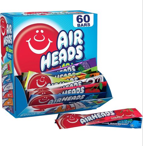 Amazon.com : Airheads Candy Bars, Variety Bulk Box, Chewy Full Size Fruit Taffy, Gifts, Holiday, Parties, Concessions, Pantry, Non Melting, Party, 60 Individually Wrapped Full Size Bars : Taffy Candy : Grocery & Gourmet Food Peanut Free Candy, Airheads Candy, Taffy Candy, Candy Bar Wedding, Concession Stand, Bulk Candy, Candy Bars, Wedding Candy, Peanut Free