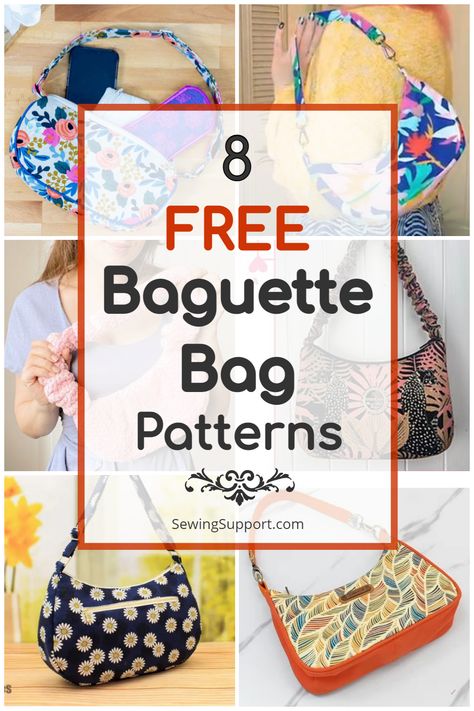 Baguette Purse Pattern, Pocket Books Handbags, Diy Book Bag Pattern, Free Handbag Patterns To Sew, Quilted Bag Patterns Free, Baguette Bag Pattern, Yoga Mat Bag Pattern, Vintage Bag Pattern, Quilted Tote Bags Patterns