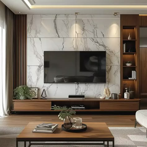 23 Stylish TV Wall Decor Ideas - DailyHomeSafety Statement Tv Wall, Tv Panels For Living Room, Accent Wall Tv Living Room, Accent Tv Wall, Tv Accent Wall, Tv Wall Panel, Tv Wall Decor Ideas, Ruang Tv, Tv Fal