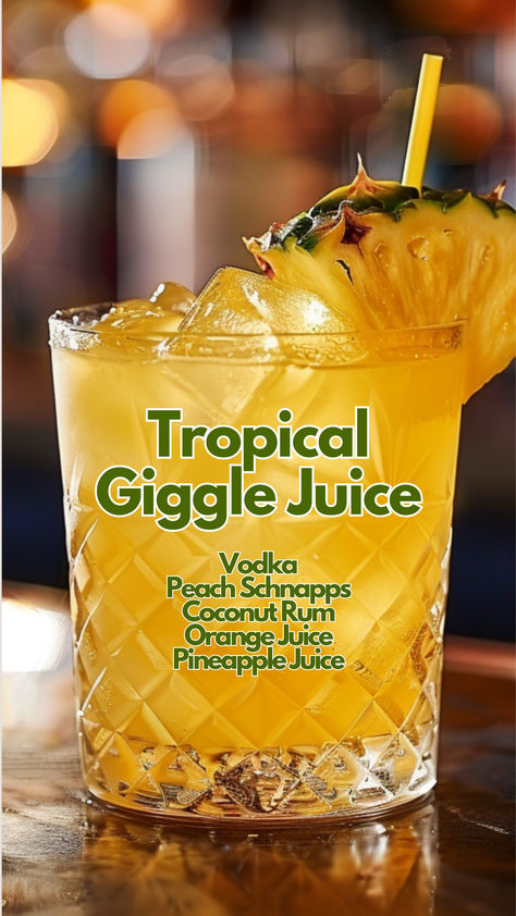 Tropical Giggle Juice Best Tropical Cocktails, Tropical Giggle Juice, Jamaican Alcoholic Drinks, Jamaican Me Crazy Cocktail, June Cocktails, Tropical Drinks Recipes Alcohol, Jungle Juice Recipe Alcoholic, Giggle Juice Recipe, Fun Alcoholic Drinks For A Party