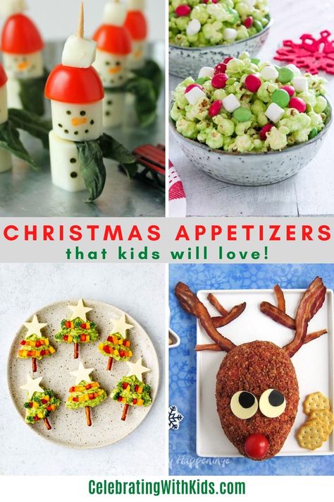 Kids Christmas Sandwiches, Kids Xmas Party Food Ideas, Christmas Birthday Party 1st Food, Christmas Appetizers Kids Love, Christmas Buffet For Kids, Christmas Appetizers Party Kids, Fun Christmas Foods For Kids, Christmas Party Appetizers For Kids, Kid Appetizers Christmas