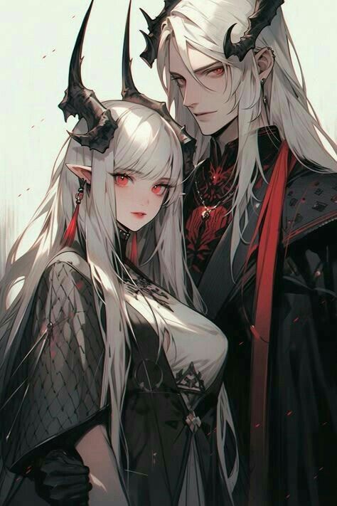 Twin Character Design Male, Dragon Human Form, Demon Couple, Character Art Cute, Dragon Couple, Boy And Girl Drawing, Character And Setting, Couple Goal, Fantasy Male