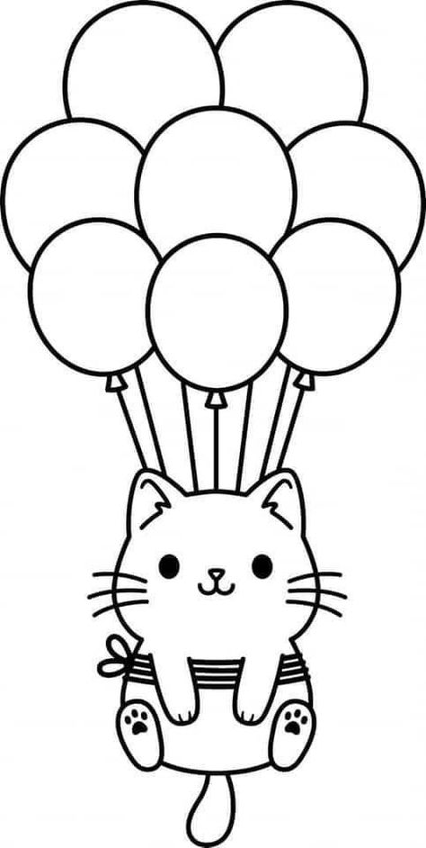 Cat Coloring Book, White Drawing, Cat Coloring Page, Pola Sulam, Easy Coloring Pages, Cute Easy Drawings, Art Drawings For Kids, Coloring Book Art, Cute Coloring Pages