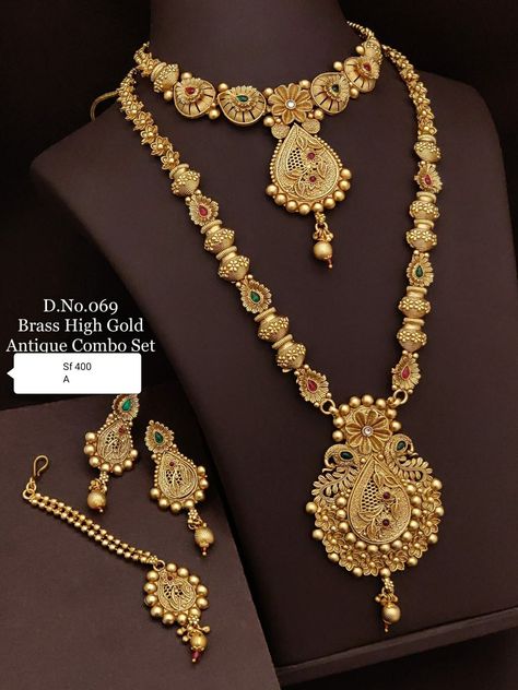 Neckless Set Gold Jewelry, Simple Dollar Chain Gold Indian, Antique Gold Bridal Jewellery Indian, Gold Jwellary Design Bridal, Rani Necklace Gold Indian, Long Necklace Designs Gold Indian, Rani Haar Gold Indian Bridal, Neckless Gold Jewelry Indian, Big Mangalsutra Designs Gold