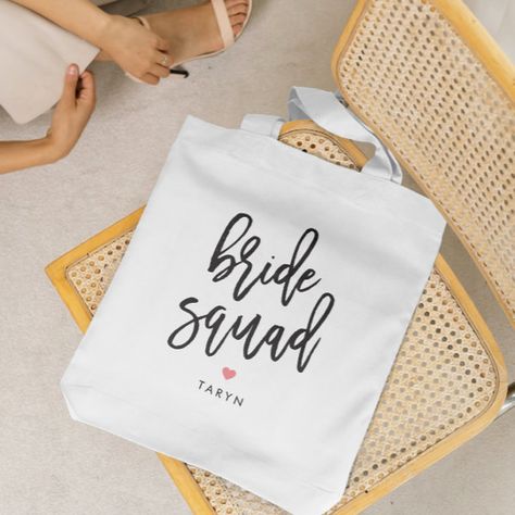 Bride Squad Editable Color Bridal Party Tote Bag Bridal Party Tote Bags, Bridal Party Totes, Bride Squad, Bride Tribe, Team Bride, Hair Accessories Jewelry, Kids Nursery Decor, Free Birthday Invitations, Free Birthday Invitation Templates