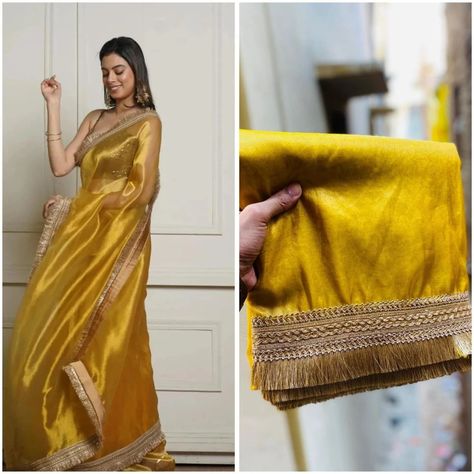 Bollywood Collection🌼 Banarasi Tissue Silk Saree with Heavy Lace Work Plain blouse With Lace Border *Rs -: 1600 + Shipping* Excellent quality Can be customised in any Colours We Bring Only Most Unique Collection For you🛍️ Plain Saree With Heavy Border, Plain Saree With Lace Border, Plain Tissue Sarees, Silk Saree With Lace Border, Plain Saree With Border, Saree Lace Border, Plain Saree With Heavy Blouse, Tissue Silk Saree, Fancy Sarees Party Wear