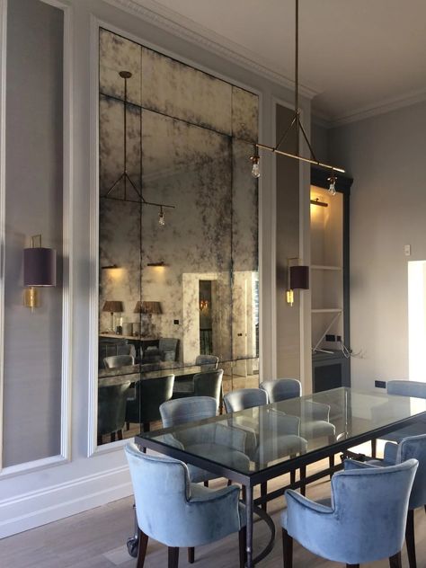 Bespoke, Hand-silvered Antiqued Mirror Dining Room Mirror Wall, Silver Antique Mirror, Mirror Decor Living Room, Antique Mirror Glass, Mirror Gallery Wall, Mirror Dining Room, Antique Mirror Wall, Mirror Design Wall, Large Mirror