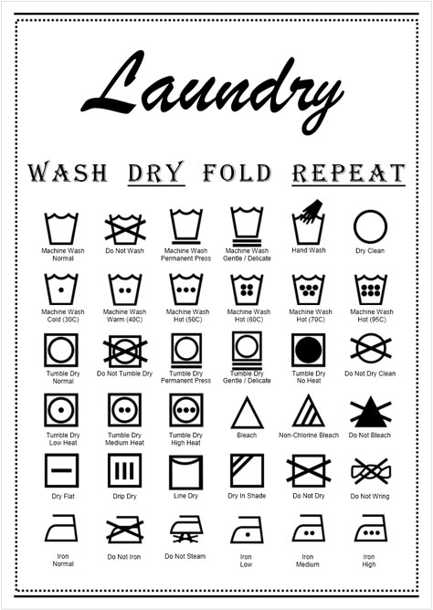 Wash Dry Fold Repeat | Sidney Yao Cleaning Symbols, Small Home Storage, Wash Dry Fold Repeat, Black Laundry, Laundry Symbols, Small Laundry Room Organization, Room Storage Diy, Wash Dry Fold, Laundry Guide