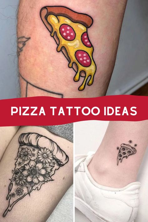 The Perfect Slice of Pizza Tattoo Ideas - TattooGlee Pizza And Beer Tattoo, Slice Of Pizza Tattoo, Pizza Tattoo Ideas, Pizza Flash Tattoo, Food Tattoo Sleeve, Pizza Tattoo Minimalist, Matching Pizza Tattoos, Small Pizza Tattoo, Pizza Tattoo Design