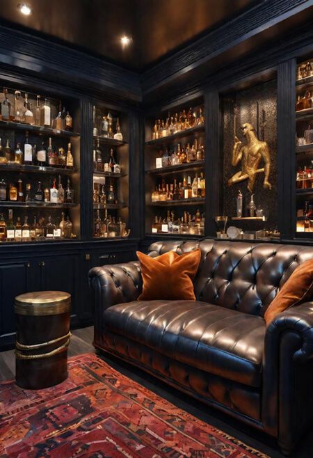 How to decorate a man cave. whisky lounge home. Man cave garage. Classy man cave. Man cave ideas. Rustic man cave. Moody man cave. Man cave home bar. Best man caves. Man cave basement. Small man cave ideas. Man cave design. Man cave decor. Man cave bar. Hunting room ideas man caves. Bachelor pad living room. Dark and moody. leather sofa. leather chesterfield sofa. oriental rug. wet bar. Peaky Blinders House Aesthetic, Speakeasy Basement Ideas, Speakeasy Ideas, Masculine Centerpieces, Hobby Corner, Classy Man Cave, Bar Lounge Room, Basement Bars, Speakeasy Decor