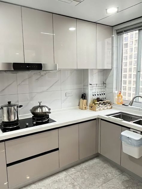 Korean Kitchen Ideas, Korean Kitchen Design, Kitchen Cabinet Design Modern, Small White Kitchen, Stylish Small Kitchen, Kitchen Cabinets Design, Kitchen Cabinetry Design, Korean Kitchen, Kitchen Design Small Space