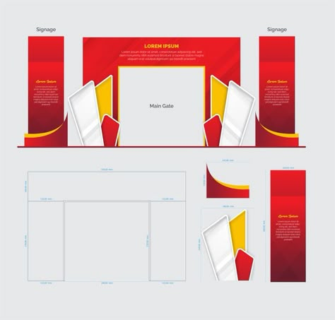 Gate event design template with red white gold color and dimention Entrance Design Event, Event Entrance Design Ideas, Gate Event Design Entrance, Entrance Event Design, Entrance Arch Design Event, Event Arch Design, Festival Gate Design, Event Gate Design Entrance, Arch Gate Design