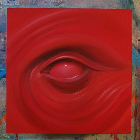 Abstracted Art, Painting Realism, Cool Paintings For Room, Eyes Painting Acrylic, Red Theme Painting, Red Themed Paintings, Realism Art Painting, Realism Paintings, Red Eye Painting