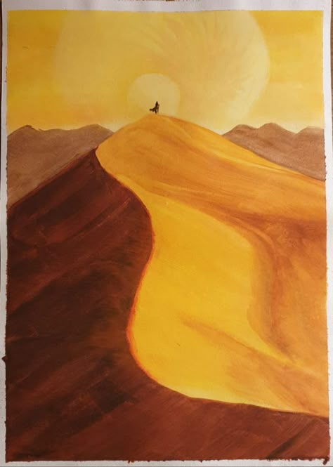 Sahara Desert Painting, Sand Dunes Painting Acrylic, How To Draw Desert Landscape, South African Landscape Paintings, Sahara Desert Drawing, Sand Dune Painting, Simple Desert Painting, Acrylic Painting Desert, Dune Painting