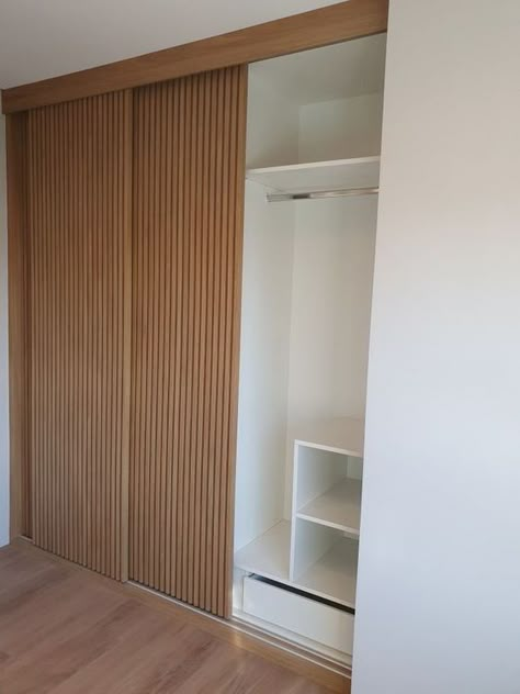 Soundproof Wood Panels, Paneled Closet Doors, Wood Sliding Closet Doors, Design Closet, Closet Door Makeover, Concrete Interiors, Wardrobe Door Designs, Sliding Wardrobe Doors, Wardrobe Interior Design