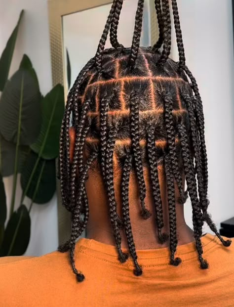 Easy Man Braids Hairstyles, Men Braids Hairstyles African Americans, Braids For Men Box Braids, Large Plaits Braids Men, Singles For Men Hair, Big Plaits Box Braids Men, Box Braid Hairstyles For Men, Individuals Braids For Men, Man Twist Hairstyles