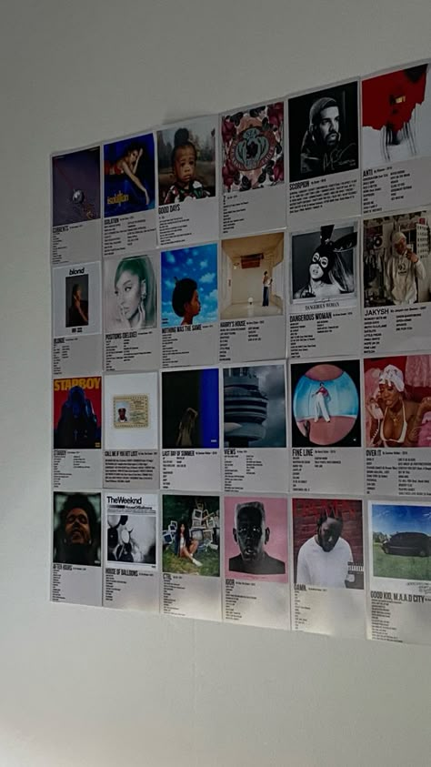 Music Artist Wall Decor, Music Wall Bedroom Album Covers, Music Posters Room Decor, Albums On Wall Bedroom, Albums On Wall, Album Covers On Wall, Music Aesthetic Bedroom, Album Posters On Wall Bedroom, Album Cover Wall Decor Bedroom Ideas