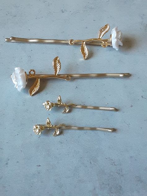 Roses bobby pins set of 4, bride bobby pins, gift under 20, Wedding Hair Pins Rose Embellishments, Bride Hair Pins, Bridal Hairdo, Red Butterfly, Bride Hair, Wedding Hair Pins, Golden Rose, Bride Hairstyles, White Rose