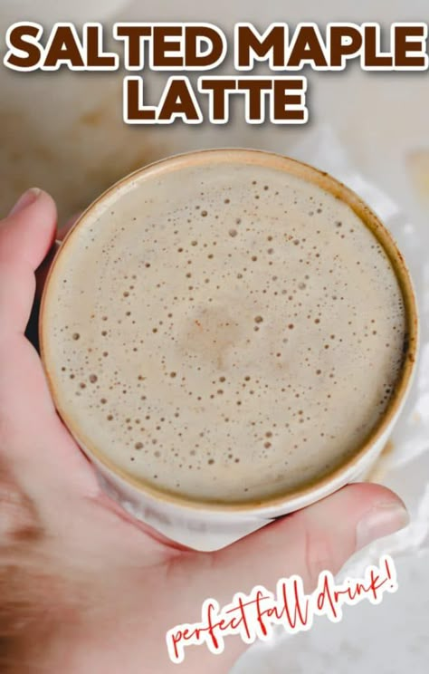 Maple Sea Salt Latte, Maple Vanilla Coffee Syrup, Maple Syrup Coffee Recipes, Maple Iced Coffee, Maple Syrup Coffee Creamer, Salted Maple Latte, Snickerdoodle Latte Recipe, Keurig Latte Recipes, November Coffee Drinks