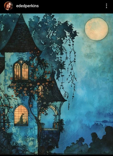 Fairytale Art Aesthetic, Moon House, Arte Grunge, Storybook Art, Creation Art, Fairytale Illustration, Fairytale Art, Ethereal Art, Dreamy Art