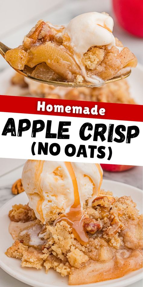 Apple Crisp Without Oats Apple Crisp Recipe Easy No Oats, Easy Apple Crisp No Oats, No Oatmeal Apple Crisp, Apple Dessert Recipes Easy Healthy, Recipes With Honey Crisp Apples, Easy Fresh Apple Recipes, Oat Free Apple Crisp, Easy Apple Crisp With Pie Filling, Baked Apple Recipes Easy