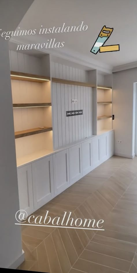 Built In Tv Wall Unit Studio Mcgee, Wall With Built In Cabinets, Tv Wall With Cabinets And Shelves, Built In Shelves With Lighting, Tv With Built In Shelves, How To Decorate A Two Story Wall, Tv Wall Built In Ideas Living Room, L Shaped Built In, Tv Wall With Built Ins